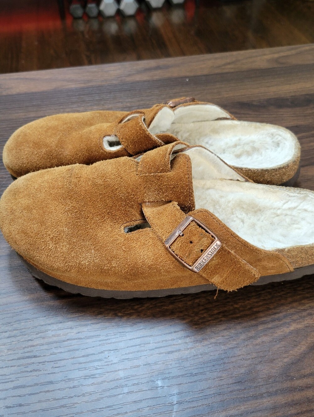 Birkenstock Shearling Seude Boston Clog Women Size 41 Comfort Relaxed Slip On - Picture 5 of 13